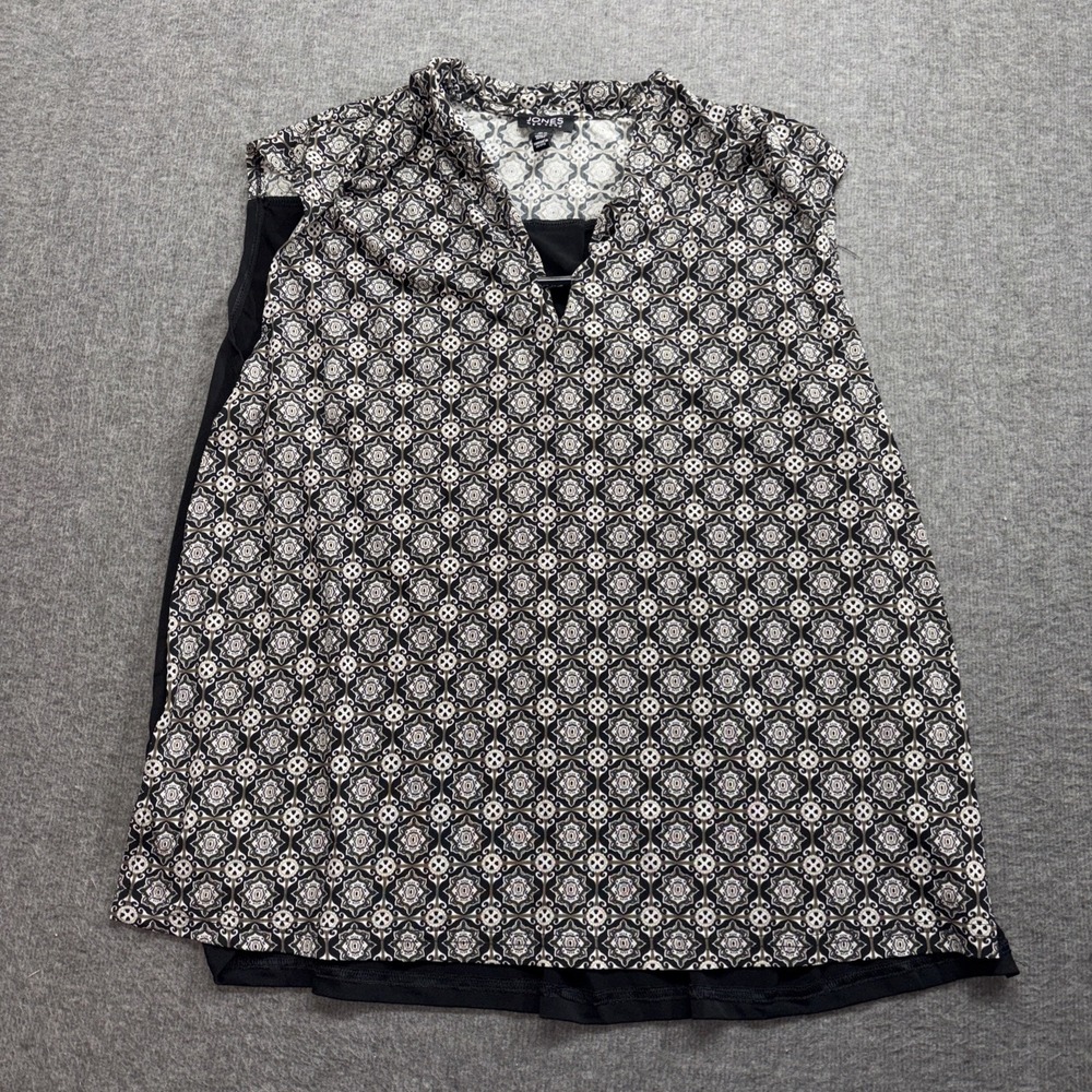 Jones New York women's small black patterned‎ v-neck sleeveless Size XL